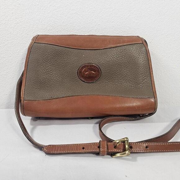 Dooney & Bourke Handbags - Vintage Dooney & Bourke All Weather Pebbled Leather Tan & Taupe Shoulder Bag